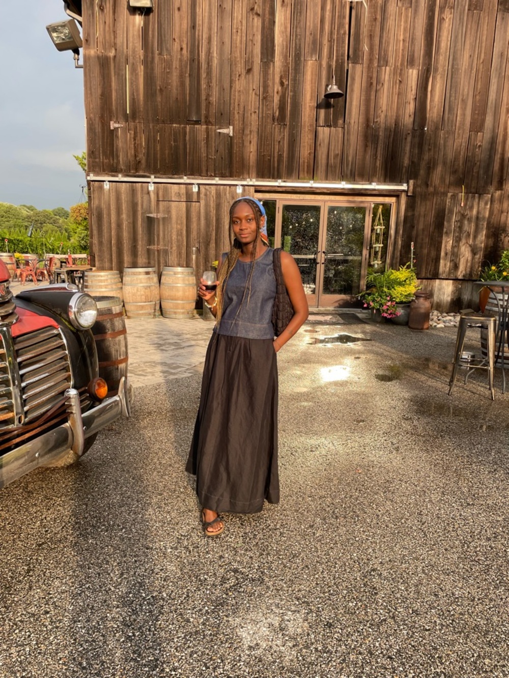 Anthropologie Linen Blend Black Flowy Maxi Skirt | Size 6
